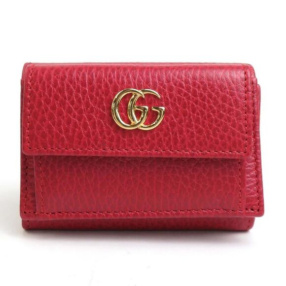 GUCCI Red Leather GG Marmont Wallet - Picture 1 of 5